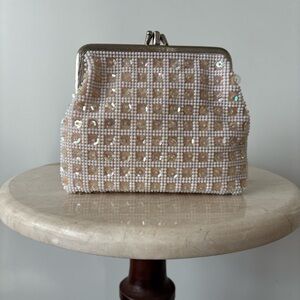 Vintage Beaded Mini Clutch Iridescent Sequin Evening Bag |